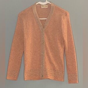 It’s A Sunrise Pink Cardigan With Silver Accents Size Small Vintage